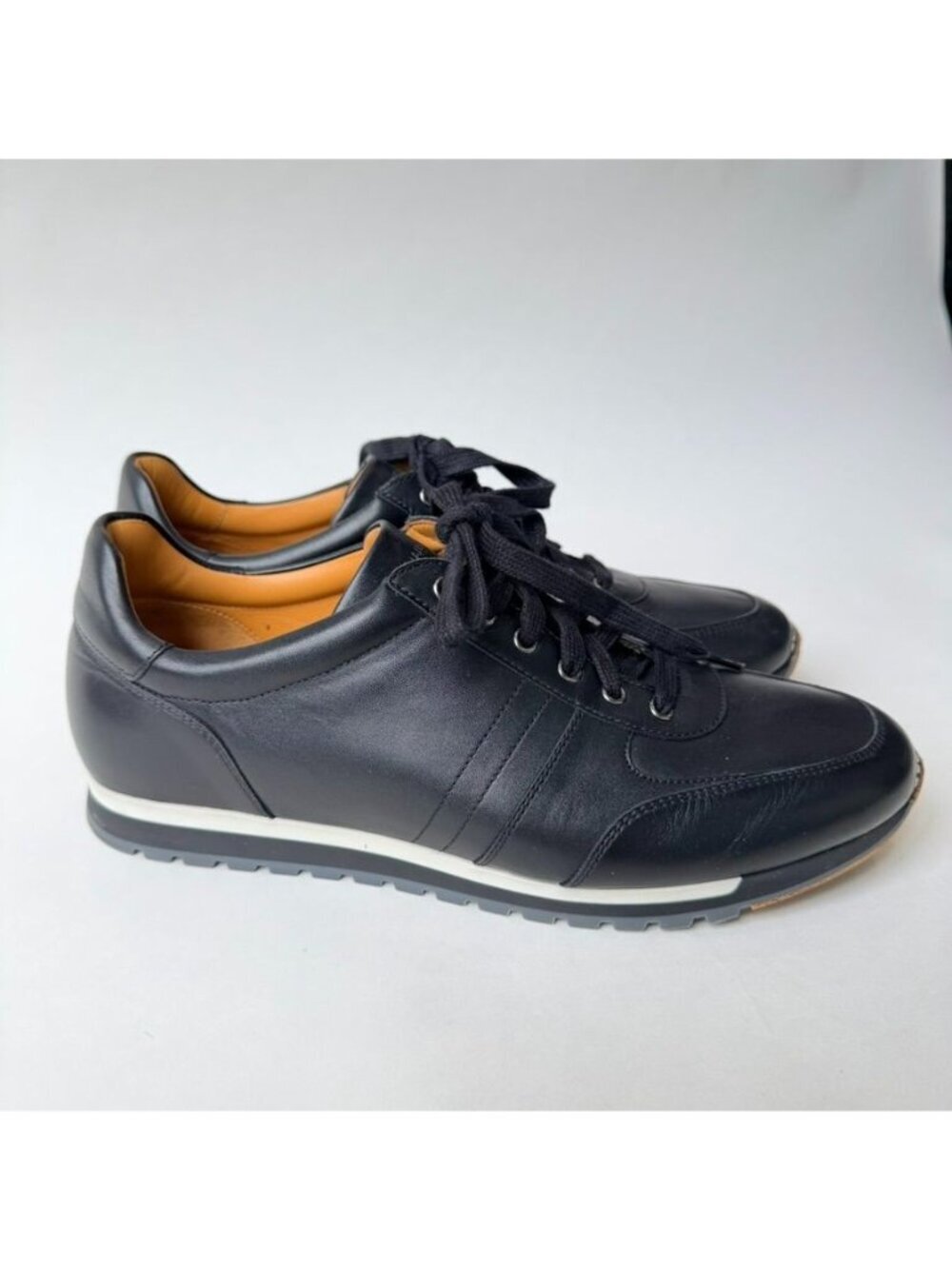 Magnanni Zubiri Leather Sneakers Black Men's Size 9.5 - Picture 2 of 12